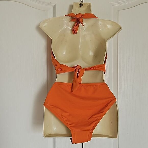 Michael Kors 2-Piece Bikini Top & Bikini Mid-Rise Bikini Bottom Small Orange - Picture 5 of 16